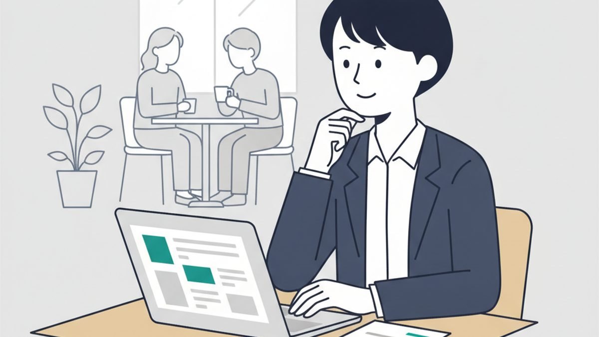 TOEICのスコアを手元に、求人を探す30代の会社員